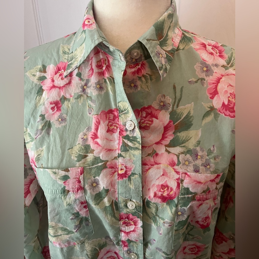 Lauren Floral Cotton Blouse. L - Picture 2 of 8